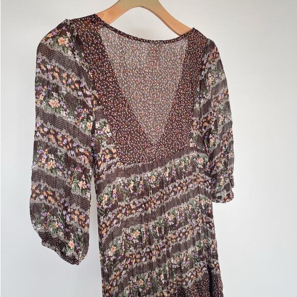 Vintage 90s Y2K Sheer Fairy Babydoll Floral Top / Sz S / Indie Boho Grunge - Picture 6 of 8